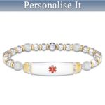 Medical Alert Beaded Bracelet With Personalised Engraving