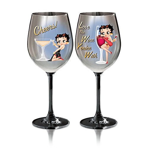 'Cheers' & 'Love the Wine You’re With' Betty Boop™ Wine Glasses