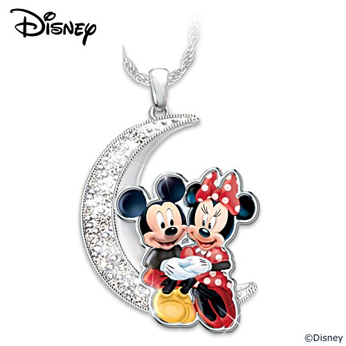 Disney Mickey Mouse and Minnie Mouse "I Love You To The Moon And Back" Women's Pendant Necklace