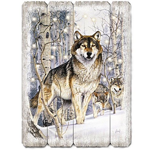 Majestueuze ontmoeting – wanddecoratie met wolvenmotief