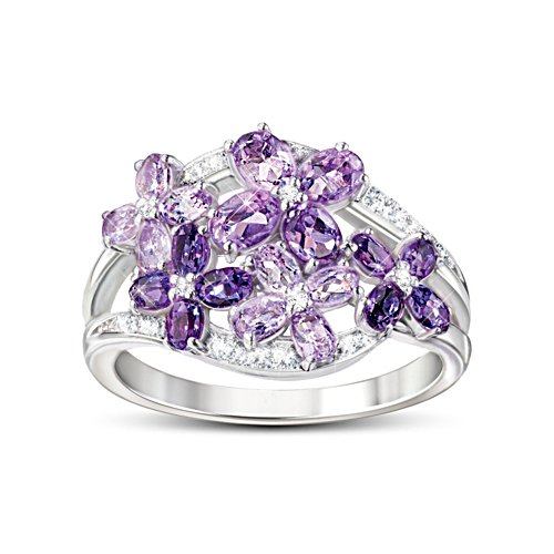 'Lilac Blossom' Amethyst And White Topaz Ring