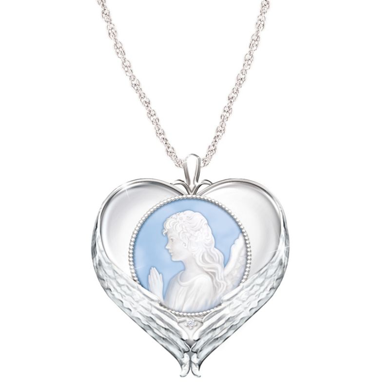 "Forever In My Heart" Cameo Pendant Necklace With Diamond