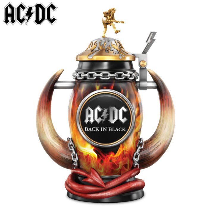 AC/DC Bierkrug BANDLOGO mit Metallapplikation 0.5 L official ACDC glass beer mug 