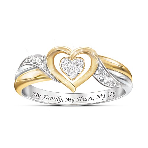 My Family, My Heart My Joy Women's Heart-Shaped Diamond Ring
