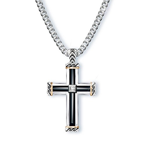 ‘God Is My Strength’ Men’s Diamond Cross Pendant