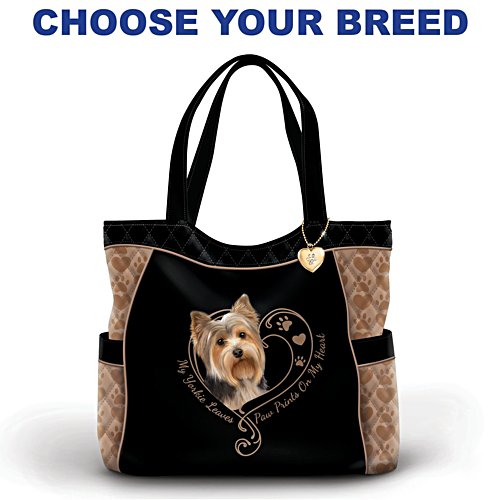 "Paw Prints On My Heart" Quilted Tote Bag: Choose Your Breed