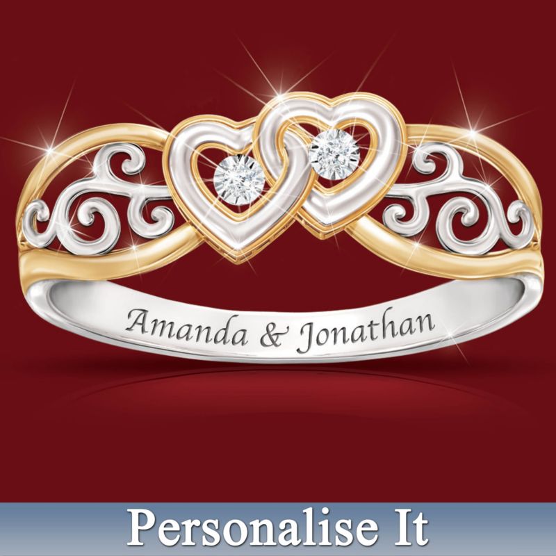 Two Hearts, One Promise Personalised Diamond Ring