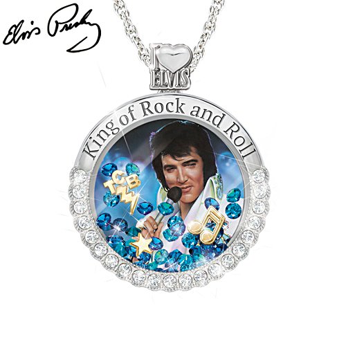 "Rock And Roll Elvis" Floating Crystal Pendant Necklace