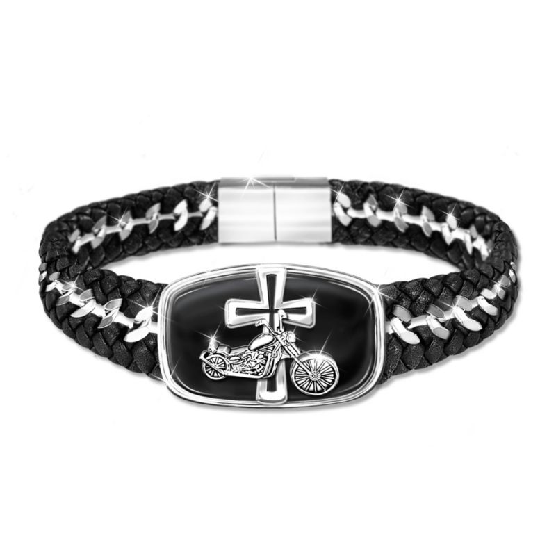 "Blessings For The Road" Engraved Stainless-Steel Bracelet
