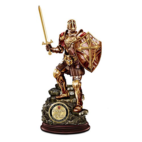 Armour Of God Cold-Cast Bronze Sculpture With Challenge Coin