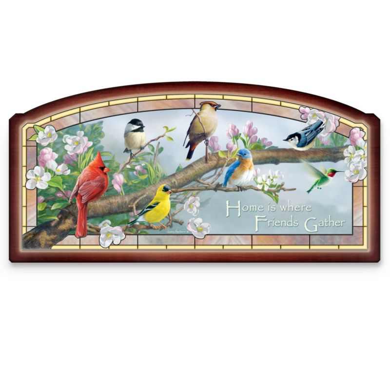 James Hautman Songbirds Illuminated Stained Glass Wall Decor