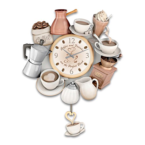 "The Perfect Blend" Sculptural Wall Clock With Cup Pendulum