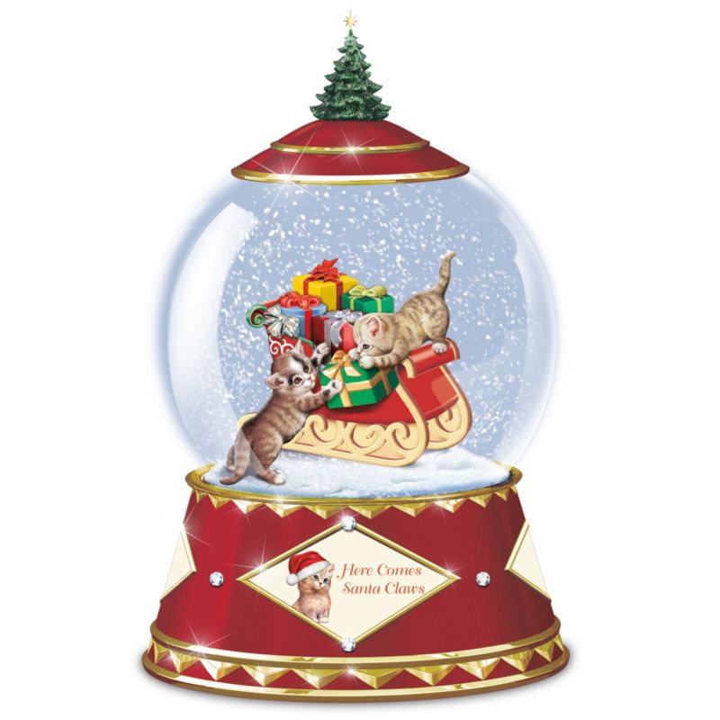 Jürgen Scholz “Here Comes Santa Claws” Musical Glass Snowglobe 
