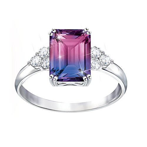 2-Carat Bi-Coloured Simulated Tourmaline Ring With Topaz
