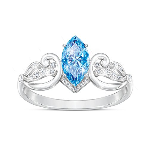 Sea Of Love - Swiss Blue Topaz And Diamond Women's Ring