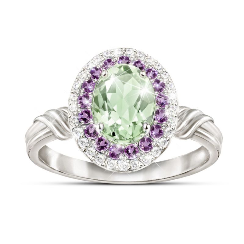 'Beauty Awakens' Sage Quartz Ring With Amethyst And Topaz