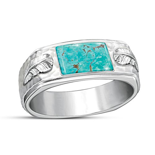 "Sedona Canyon" Sterling Silver Genuine Turquoise Men's Ring