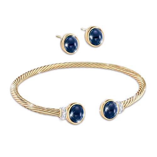 Royal Family-Inspired Sapphire Earrings and Bracelet Set