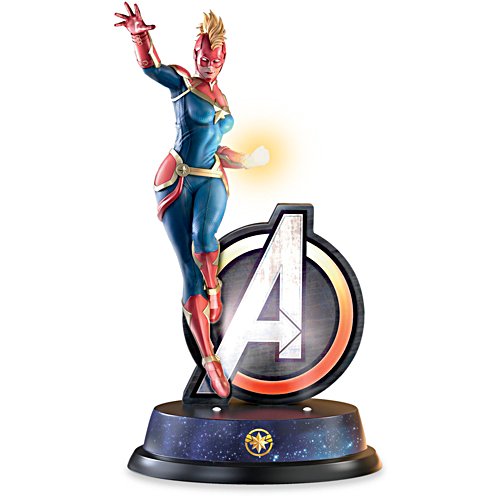 Illuminated Captain Marvel Sculpture With Avengers Logo