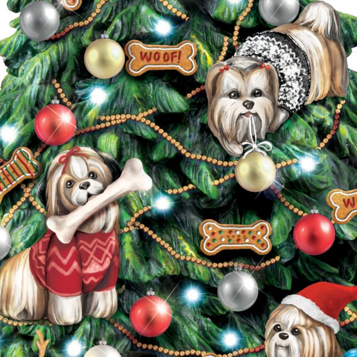 Shih Tzu Dogs Pets Animals Illuminated Tabletop Christmas Tree: Shih Tzu  Christmas Illuminated Tabletop Tree