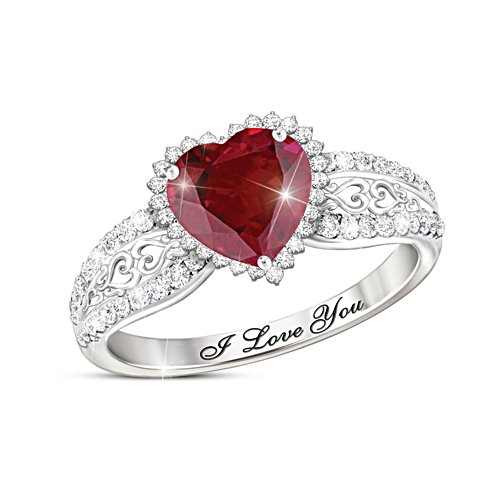 "With All My Heart" Women's Ruby And White Topaz Ring