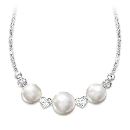 'Loved Today, Tomorrow & Always' Pearl & Diamond Ladies' Necklace