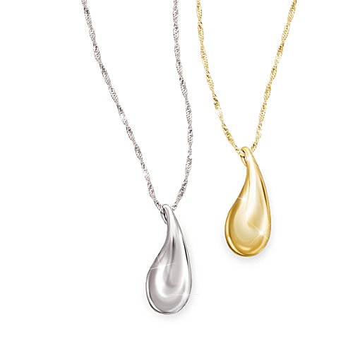 Solid Sterling Silver & 18K Gold-Plated Drop Pendant Set