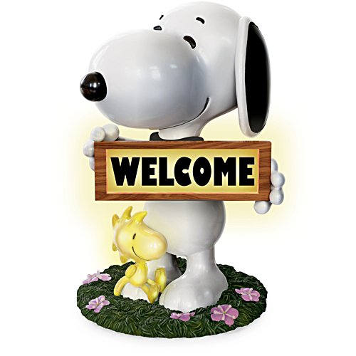 PEANUTS Snoopy And Woodstock Solar-Powered Welcome Sign