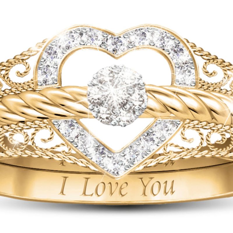 Love Romantic Diamond Trio Three Ladies Ring Set