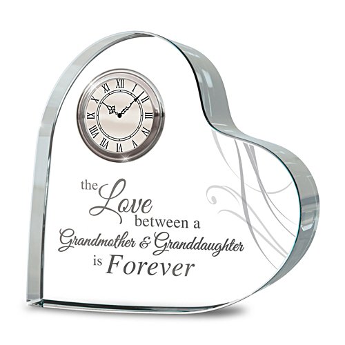 Grandmother & Granddaughter Crystal Heart Table Clock