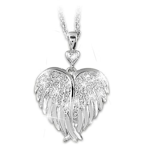 Guardian Angel Crystal And Diamond Silver-Plated Locket