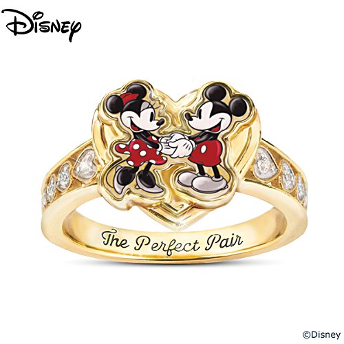 Disney Mickey Mouse And Minnie Mouse White Topaz Ring