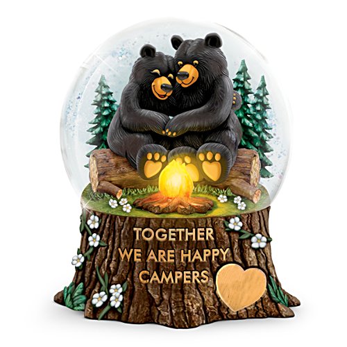 'Together We Are Happy Campers' Illuminated Glitter Globe