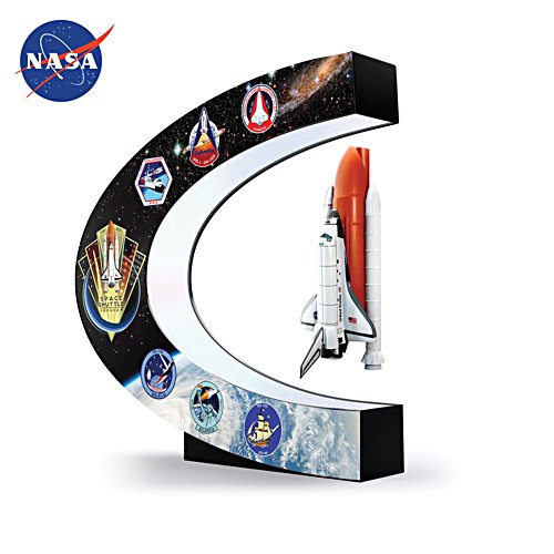 NASA Levitating Space Shuttle Sculpture With Lighted Base