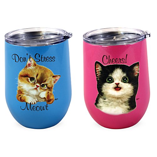 Don’t Stress  Meowt and Cheers Cat Tumblers