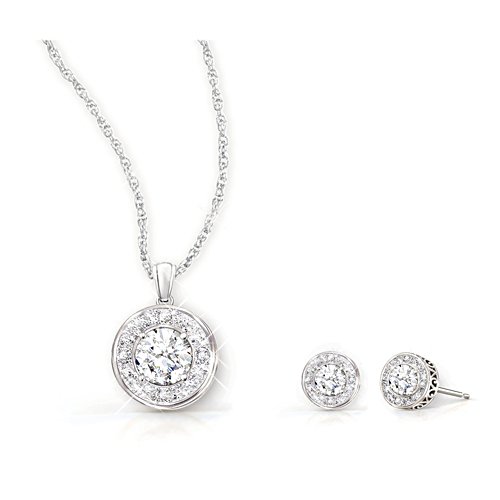 Necklace And Earrings With 5 Carats of Crystals