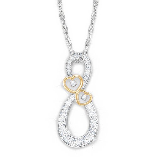 Infinity Pendant Necklace With 12 Diamonds For Granddaughter