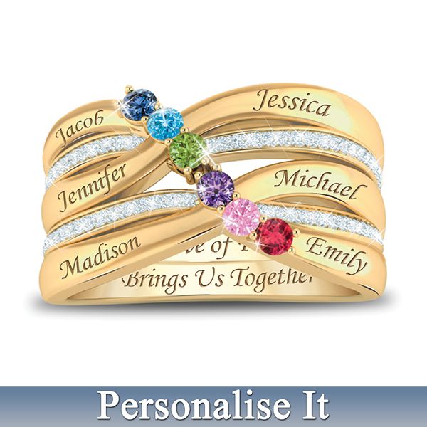 The Love Of Family Personalised Engraved Birthstone Ring
