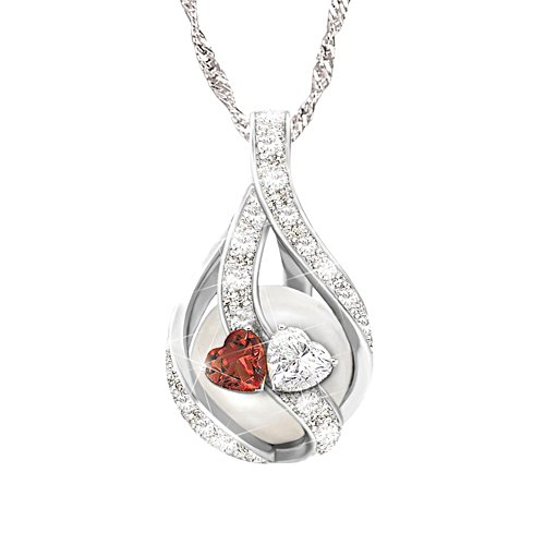 "Love Is Precious" Cultured Pearl, Garnet & Topaz Necklace