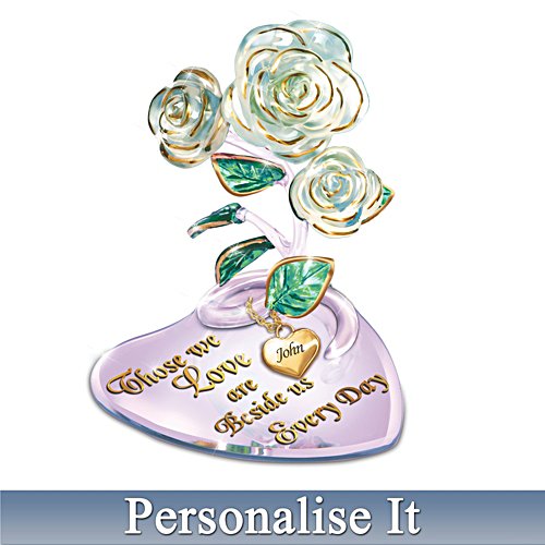 Glass Rose Memorial Centerpiece With Personalised Charm