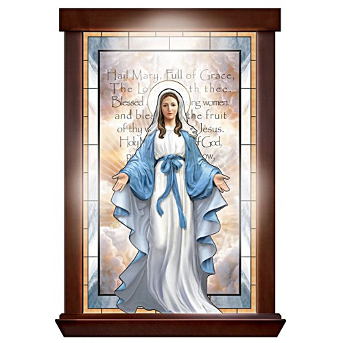 'Mary's Grace' Illuminated Stained-Glass Wall Décor