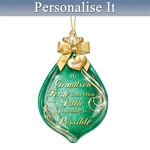 'My Grandson Forge Your Own Path' Illuminated Personalised Ornament