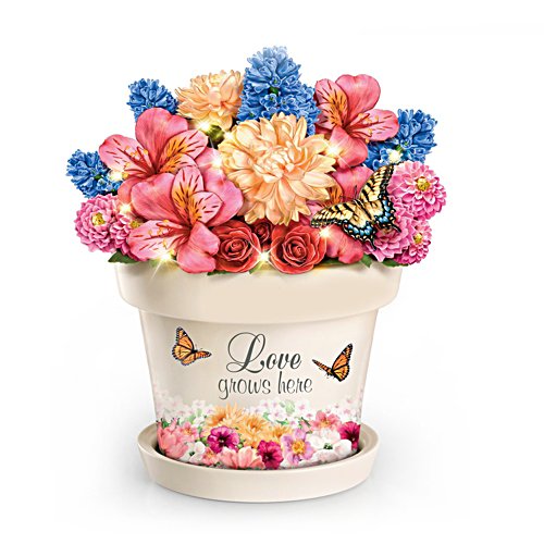 "Love Grows Here" Flower Pot With Lights