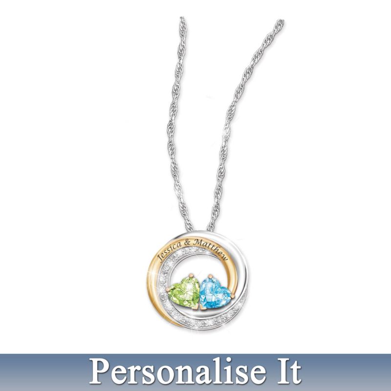 Entwined In Love Necklace With Crystal Birthstones And Names