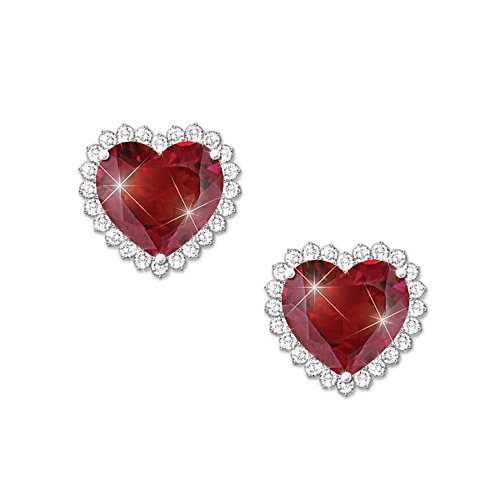 'With All My Heart' 1 Ctw Ruby Earrings With White Topaz