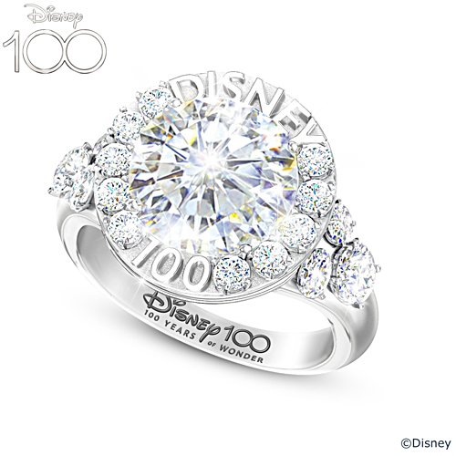Disney 100 Celebration Ring Featuring A 100-Facet Crystal