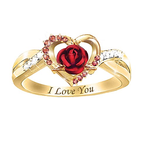 Forever Yours, Ruby And White Topaz Rose Ring
