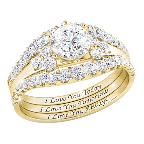 Alfred Durante 'I Love You Always' White Topaz Stacking Ring