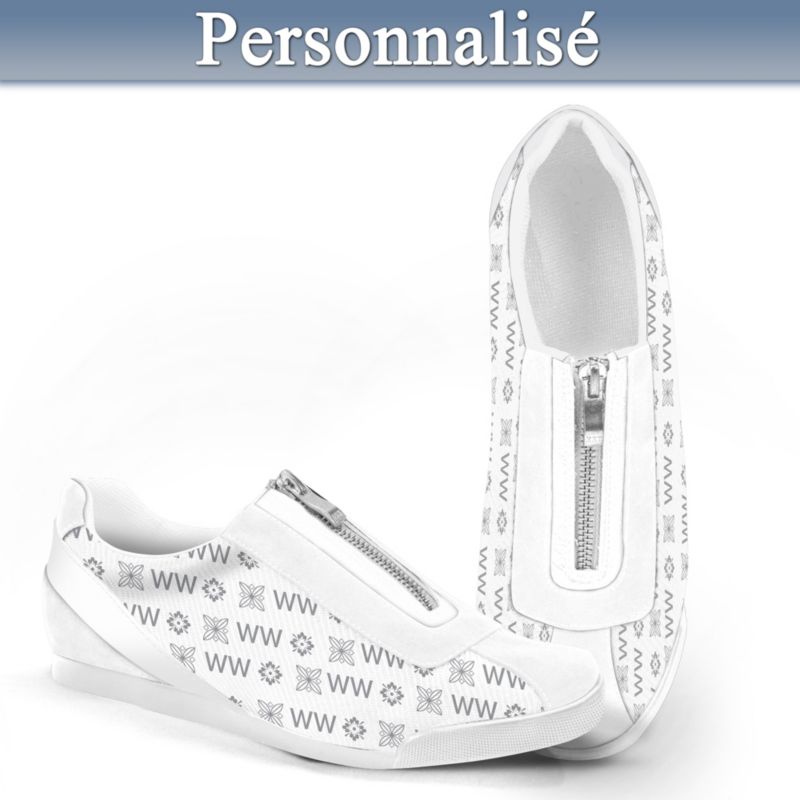 C'est moi – Chaussures pour femmes personnalisées avec monogramme (blanc)