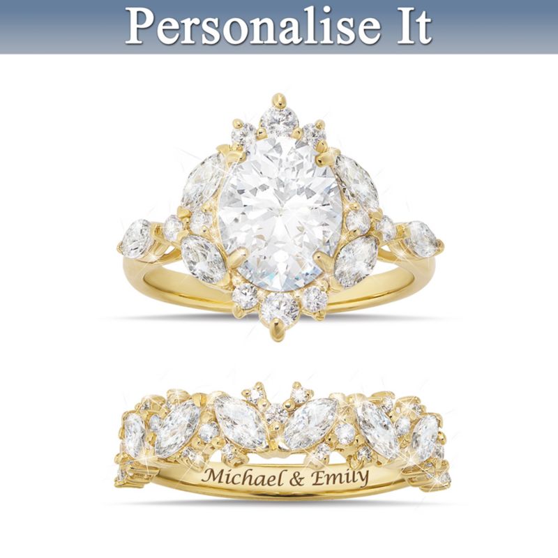 Bob Mackie Falling In Love Personalised Bridal Ring Set